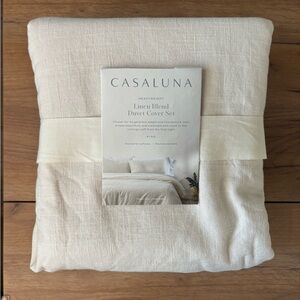 NWT King Heavyweight Linen Blend Duvet Cover & Sham Set Natural - Casaluna